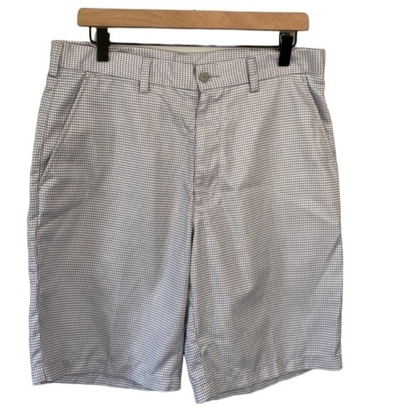 PGA Tour 10” Golf Check Print Shorts Athletic Activewear Lightweight Chino - Picture 1 of 10
